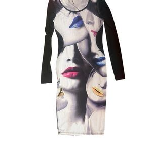 KTOO fun faces Women's Graphic Print Dress size XS/S stretchy